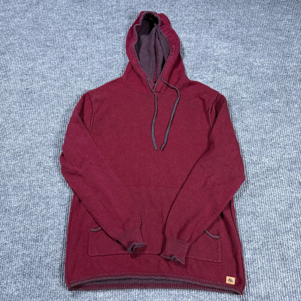 The Normal Brand Hoodie Men Sz M Jimmy Maroon Pullover Hooded Knit Long Sleeve